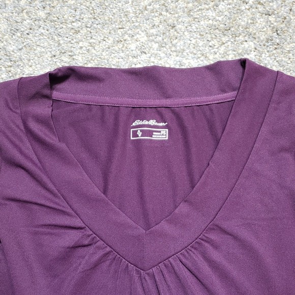 Eddie Bauer Travex Dress Womens Small Petite Purple Plum 3/4 Sleeve High Waist - Picture 3 of 10